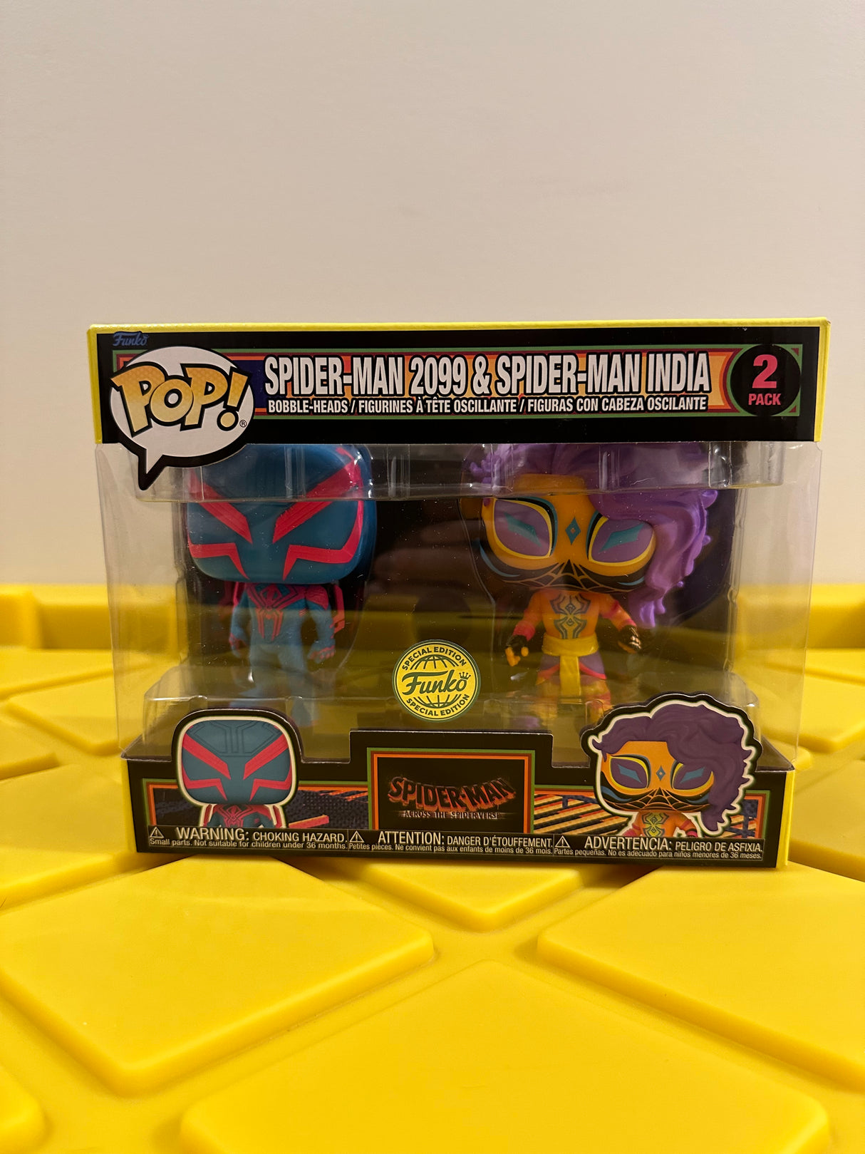 Funko POP! Spider-Man 2099 & Spider-Man India (Black Light) (2-Pack) - Limited Edition Special Edition Exclusive