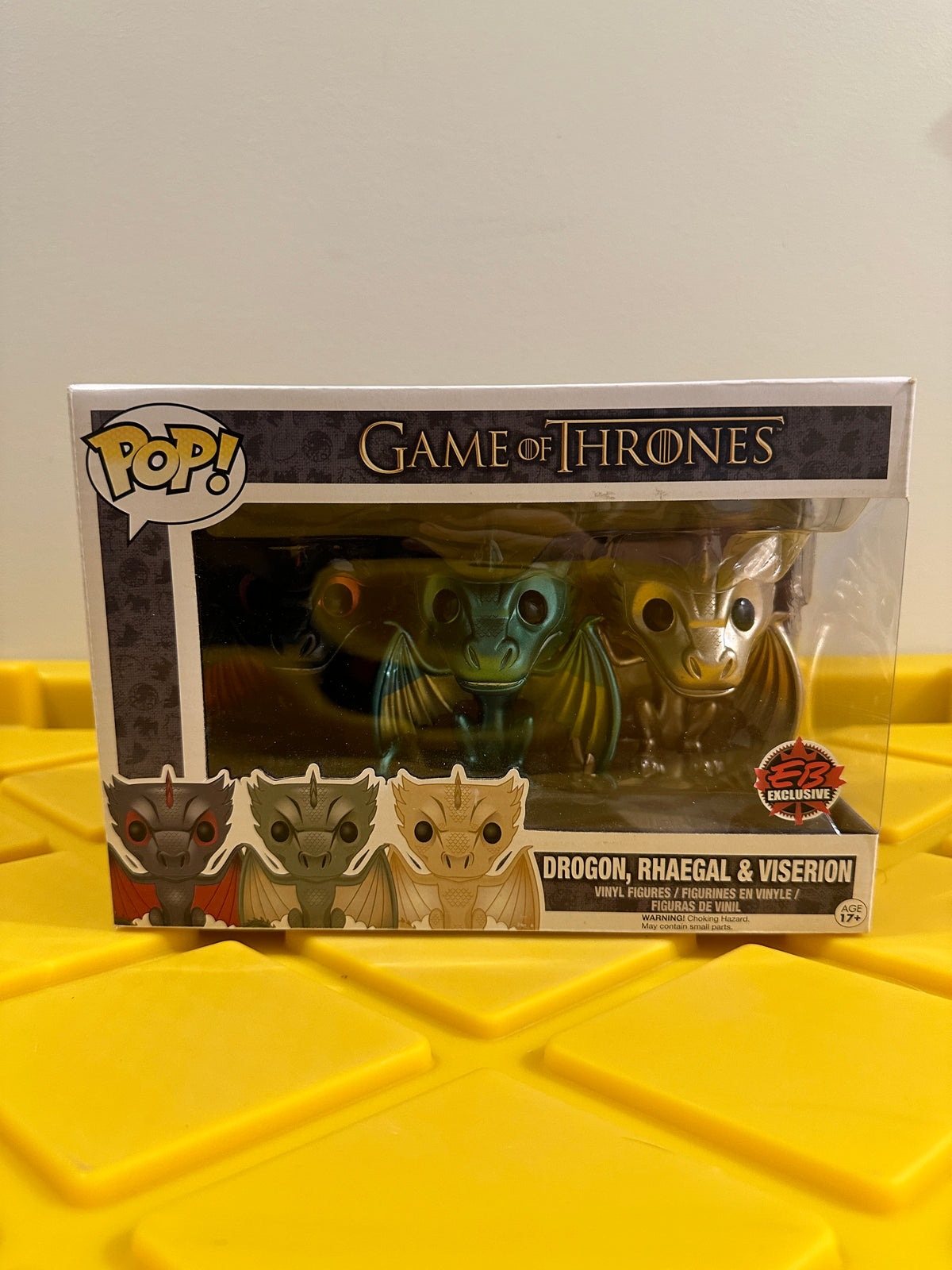 Funko POP! Drogon, Rhaegal & Viserion (Metallic) (3-Pack) - Limited Edition EB Games Exclusive