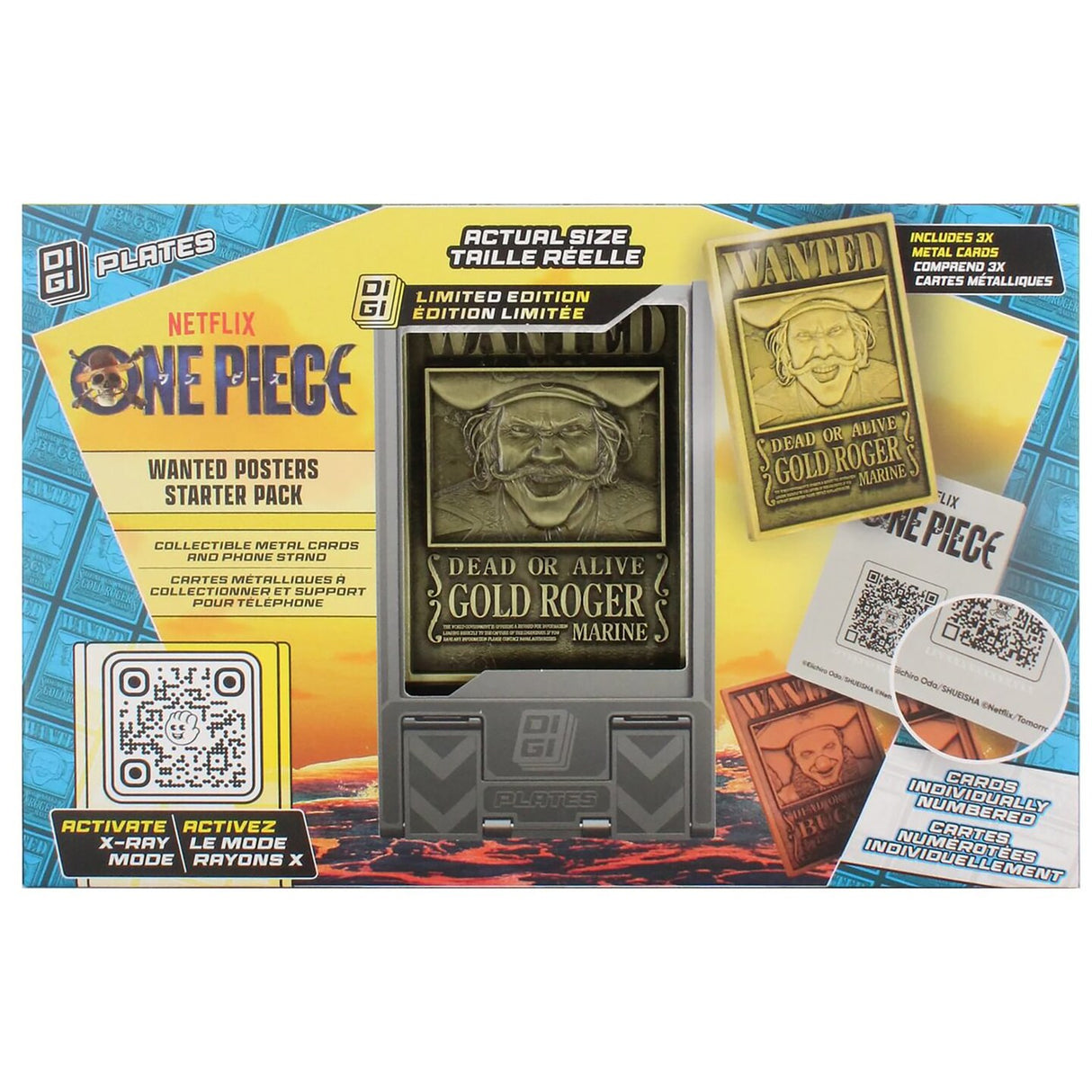 One Piece: Wanted Posters - 3 Collectible Metal Cards & Phone Stand