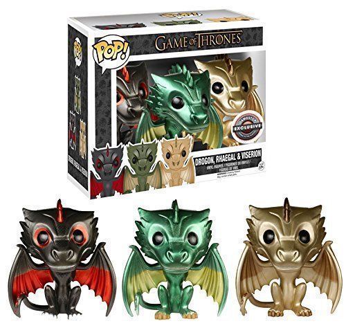 Funko POP! Drogon, Rhaegal & Viserion (Metallic) (3-Pack) - Limited Edition EB Games Exclusive