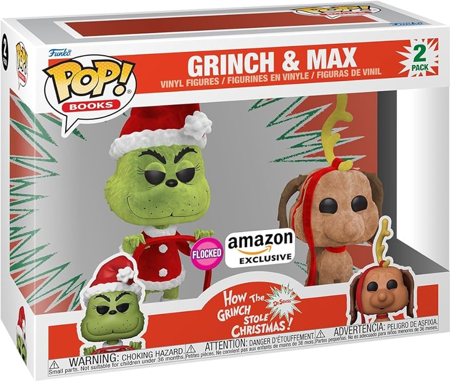 Funko POP! Grinch & Max (Flocked) (2-Pack) - Limited Edition Amazon Exclusive