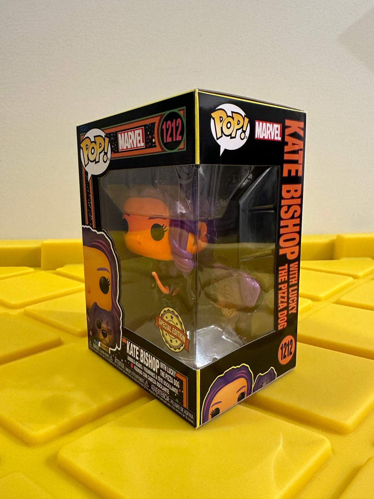 Funko POP! Kate Bishop With Lucky The Pizza Dog (Black Light) - Limited Edition Special Edition Exclusive