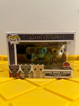 Funko POP! Drogon, Rhaegal & Viserion (Metallic) (3-Pack) - Limited Edition EB Games Exclusive