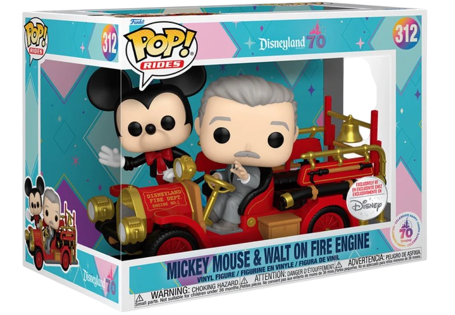 Funko POP! 6” Mickey Mouse & Walt on Fire Engine (Rides) - Limited Edition Disney Exclusive
