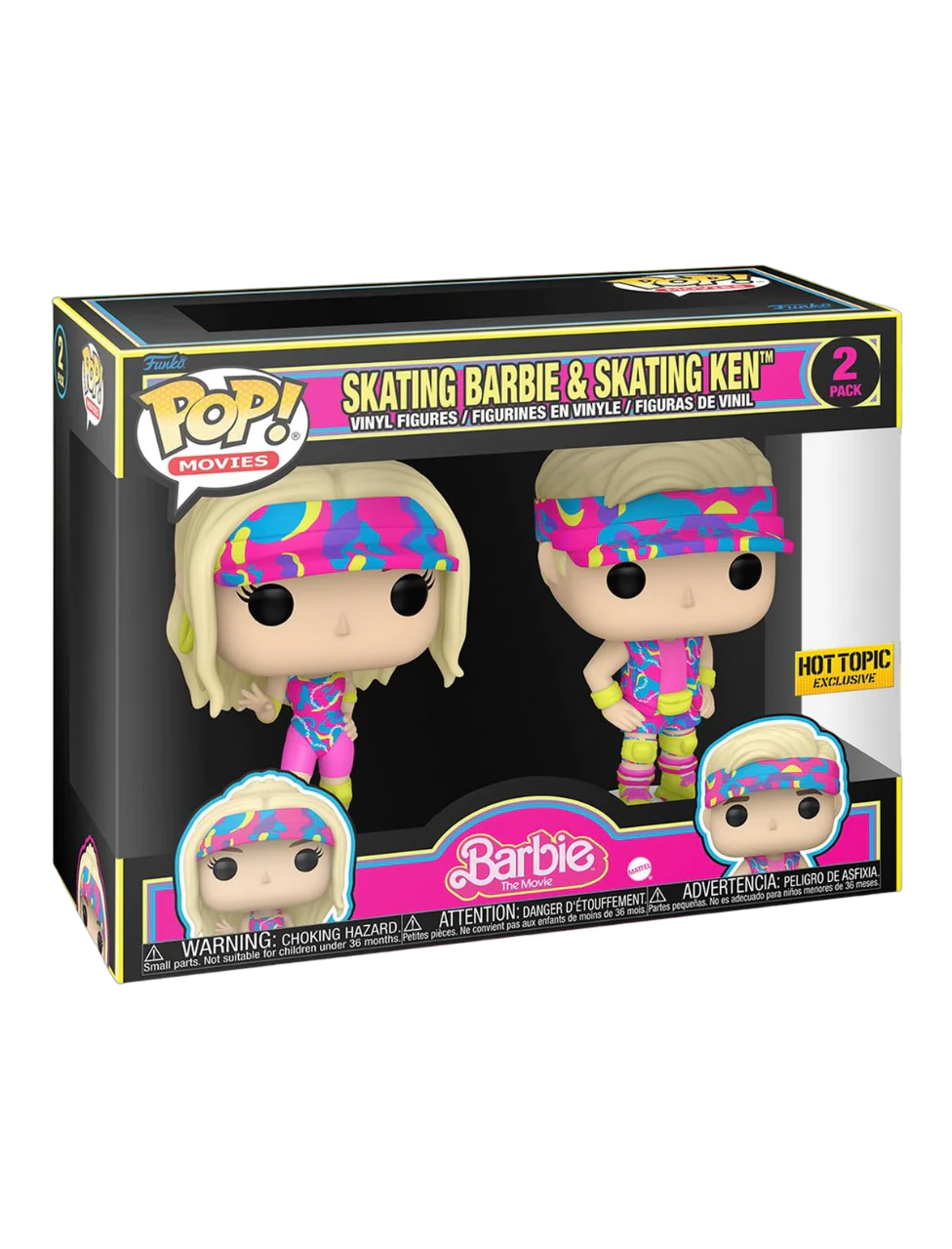 Funko POP! Skating Barbie & Skating Ken (Black Light) (2-Pack) - Limited Edition Hot Topic Exclusive