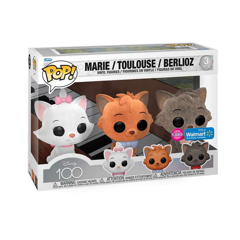 Funko POP! Marie, Toulouse & Berlioz (Flocked) (3-Pack) - Limited Edition Walmart Exclusive