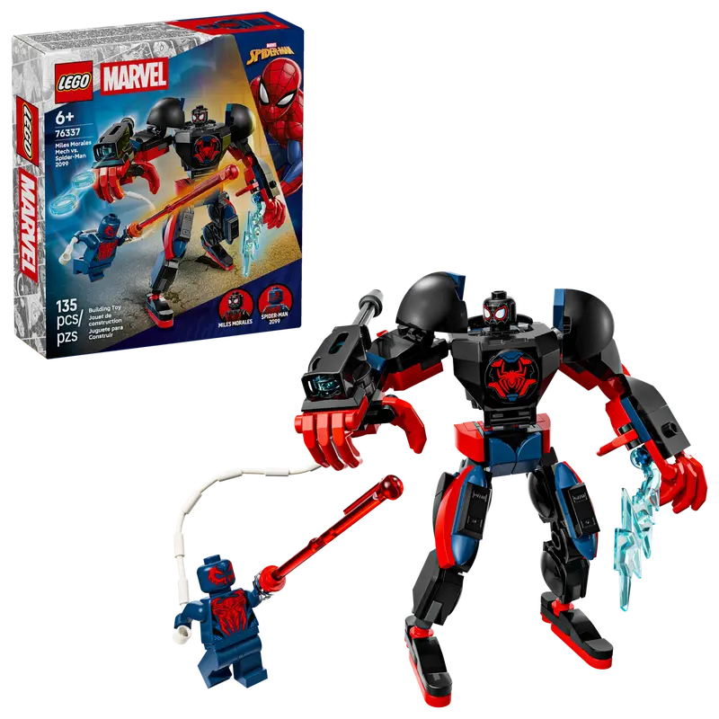 LEGO Miles Morales Mech vs. Spider-Man 2099