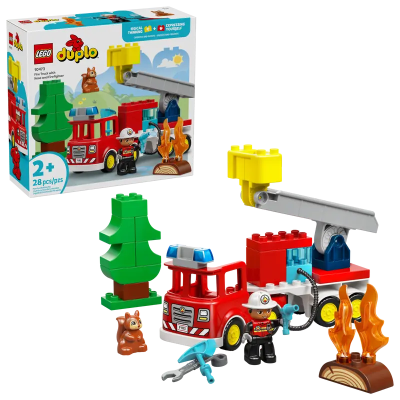 LEGO Fire Truck with Hose and Firefighter