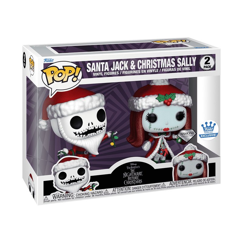 Funko POP! Santa Jack & Christmas Sally (Diamond) (2-Pack) - Limited Edition Funko Shop Exclusive