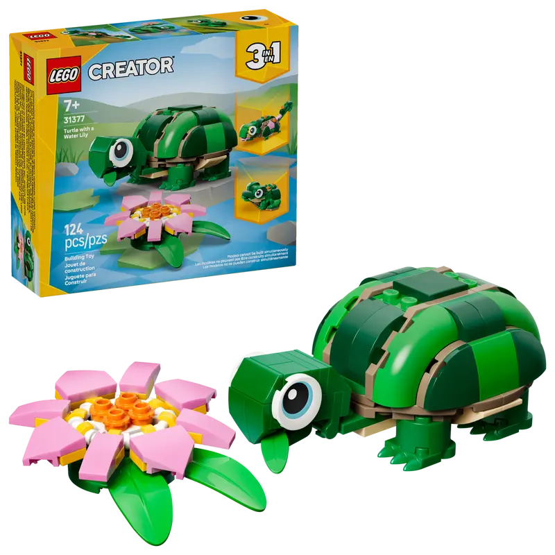 LEGO Turtle with a Water Lily Flower