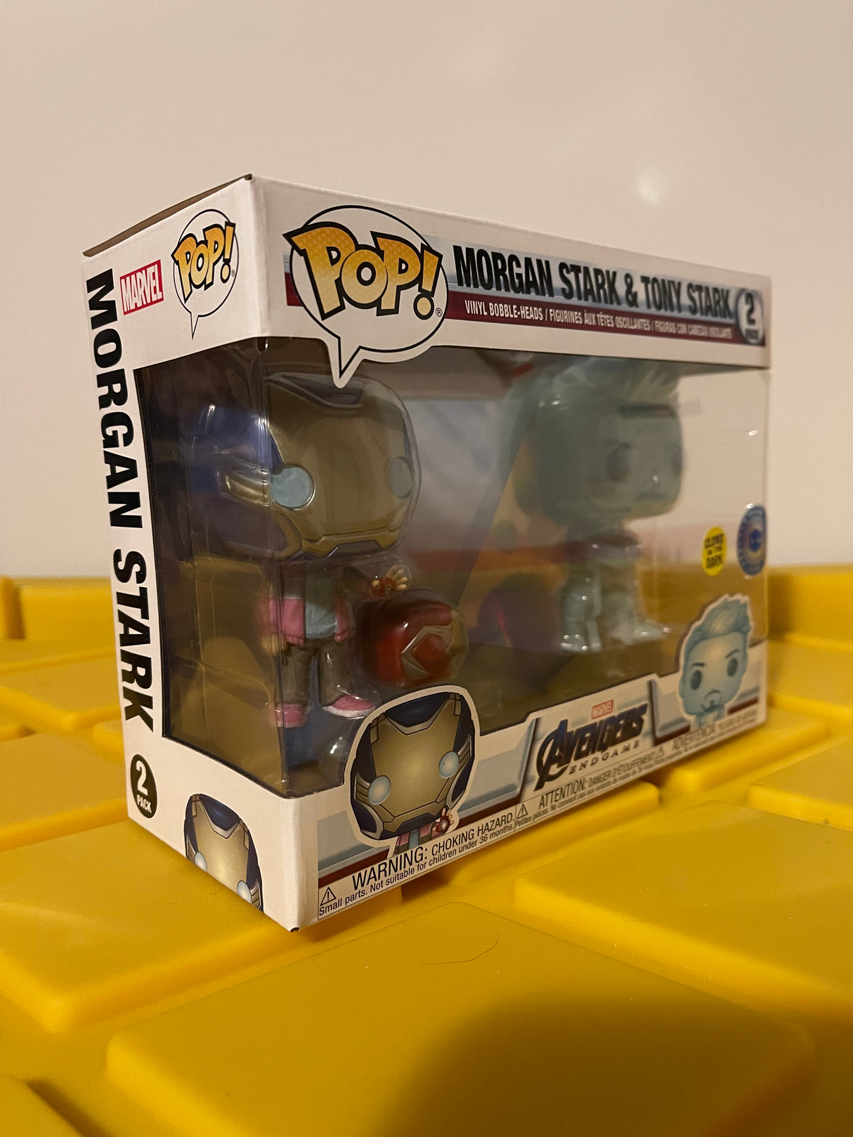 Funko POP! Morgan Stark & Tony Stark (Glow) (2-Pack) - Limited Edition Pop In A Box Exclusive
