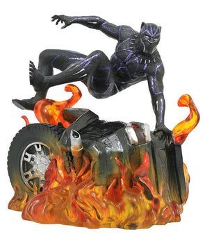 Black Panther Flaming Car PVC Diorama